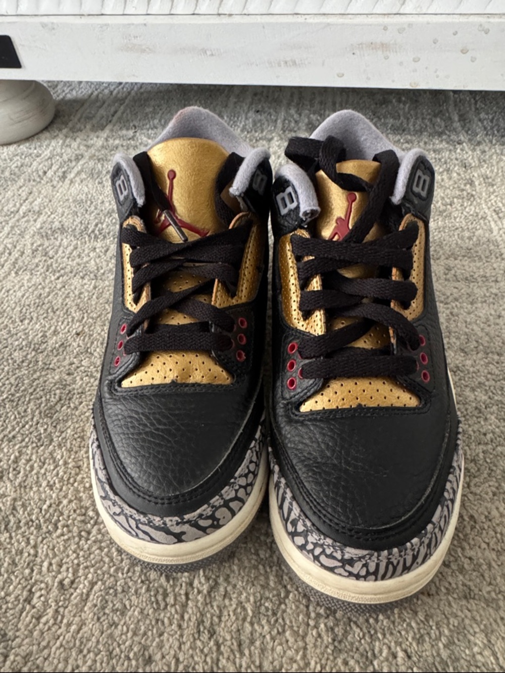Jordan Kids Black, Gold & Red Elephant-Print Sneakers
